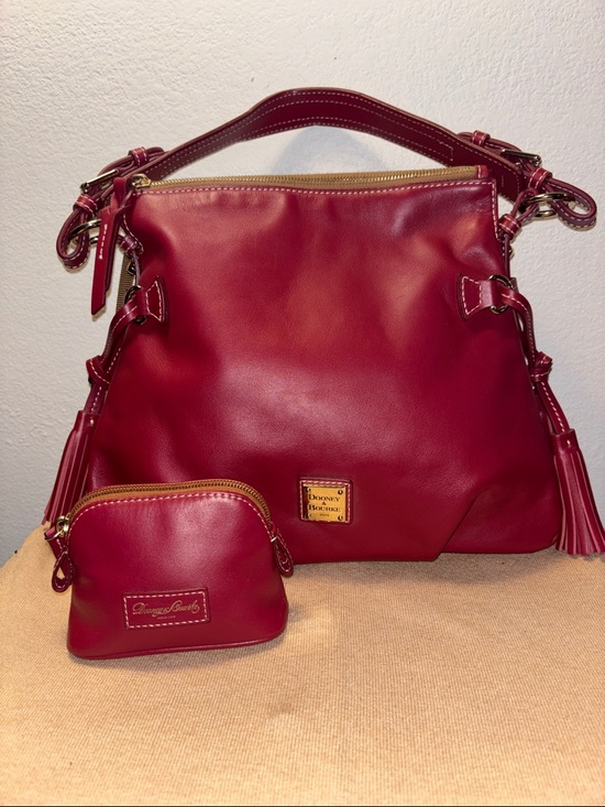 Dooney & Bourke Handbags - Dooney & Bourke Florentine Leather Hobo Bag and pouch in Mulberry